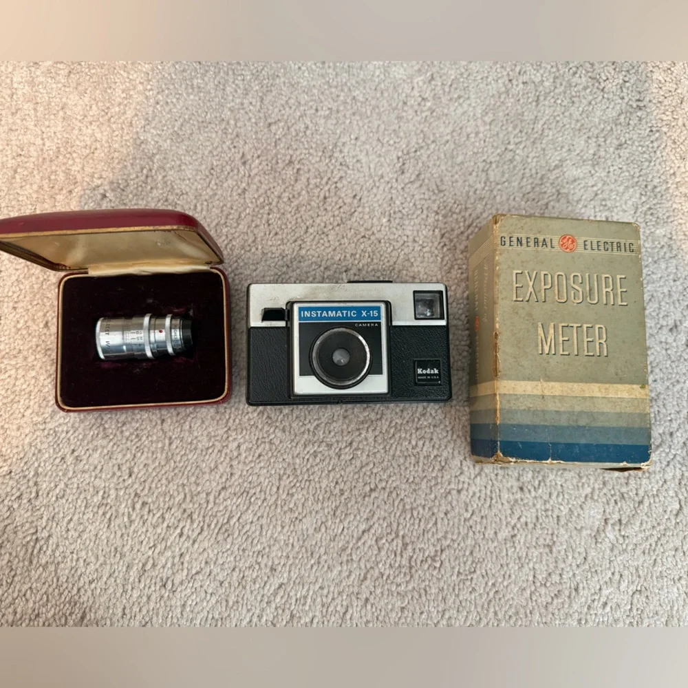 Kodak Instamatic X-15 Camera, Exposure Meter, Telephoto Lens